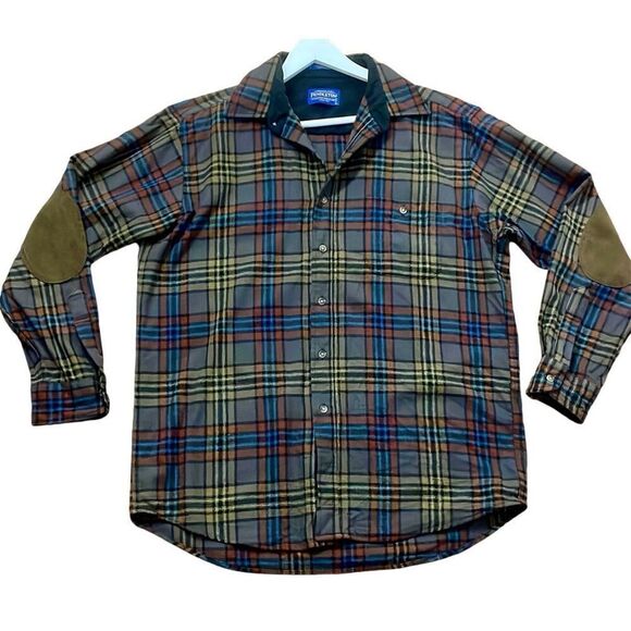 Pendleton Vintage 100% virgin wool trail shirt plaid size large - Picture 1 of 10